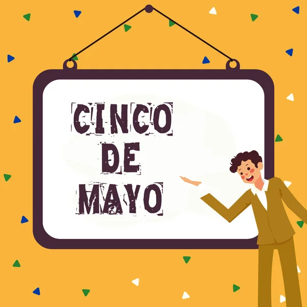 Podpis Tekstowy Przedstawiający Cinco Mayo Concept Oznaczający Meksykańsko Amerykańską Uroczystość — Zdjęcie stockowe