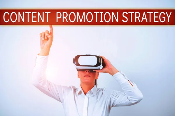 Inspiration Showing Sign Content Promotion Strategy Επιχειρηματική Επισκόπηση Για Πάρει — Φωτογραφία Αρχείου