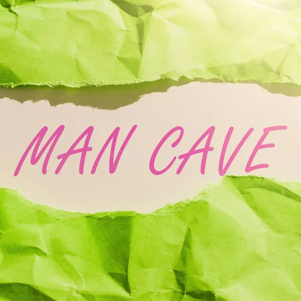 Conceptuele Bijschrift Man Cave Business Showcase Een Kamer Ruimte Gebied — Stockfoto
