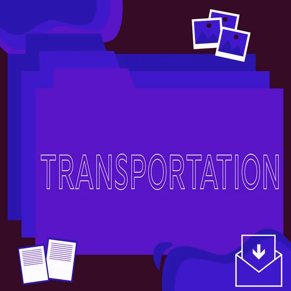 展示标志交通的灵感 关于交通工具和货物运送的词汇 — 图库照片