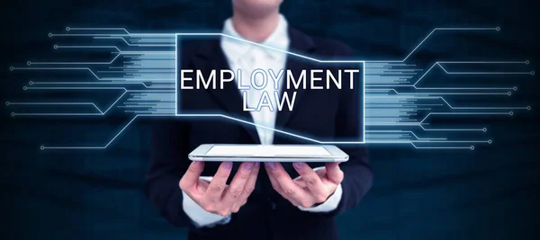 就业法 商业展示涉及雇主和雇员的法定权利和义务 — 图库照片