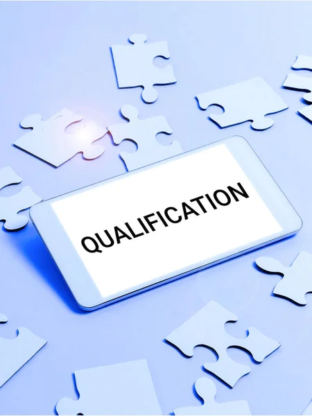 Signe Indiquant Qualification Word Pour Permission Officielle Certification Pour Effectuer — Photo