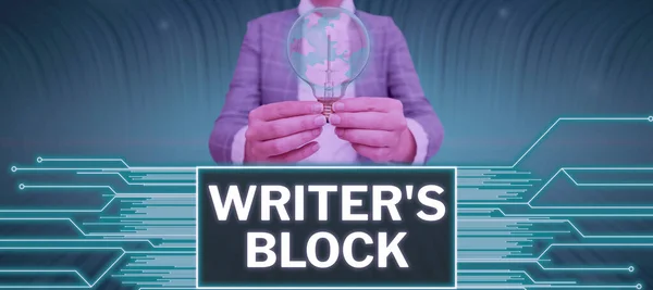 Sign displaying Writers Block, Business concept Condition of being unable to think of what to write