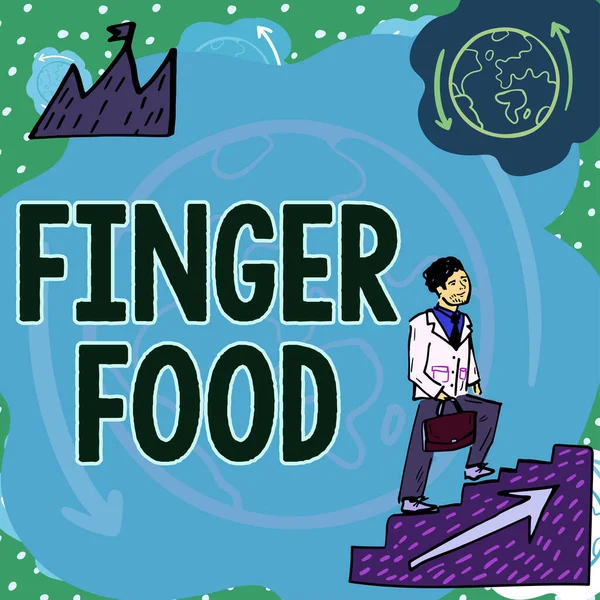 Texto Que Mostra Inspiração Finger Food Business Mostra Produtos Digestivos — Fotografia de Stock