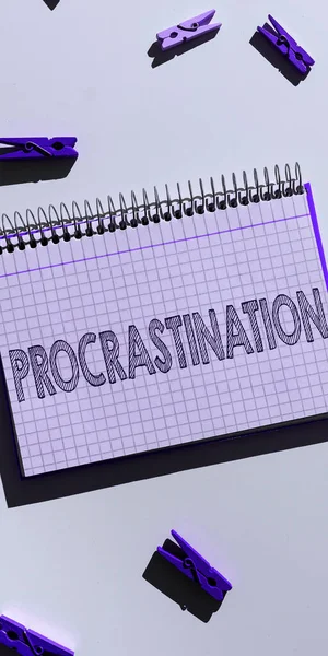 Escribir Mostrando Texto Procrastinación Word Delay Posponer Algo Aburrido — Foto de Stock