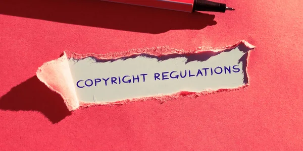 Onderschrift Copyright Regulations Conceptual Photo Body Law Dat Oorspronkelijke Werken — Stockfoto