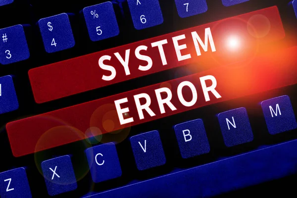 Texto Mano Error Del Sistema Concepto Internet Fallo Tecnológico Accidente — Foto de Stock
