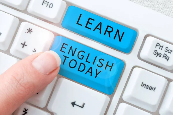 Sign Displaying Learn English Today Business Showcase Gain Acquire Knowledge — Stock Photo, Image