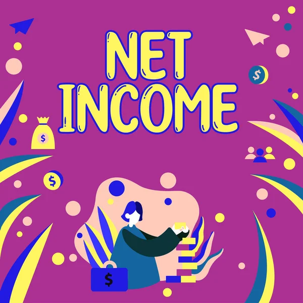Conceptuele Weergave Netto Inkomen Begrip Het Bruto Inkomen Dat Overblijft — Stockfoto