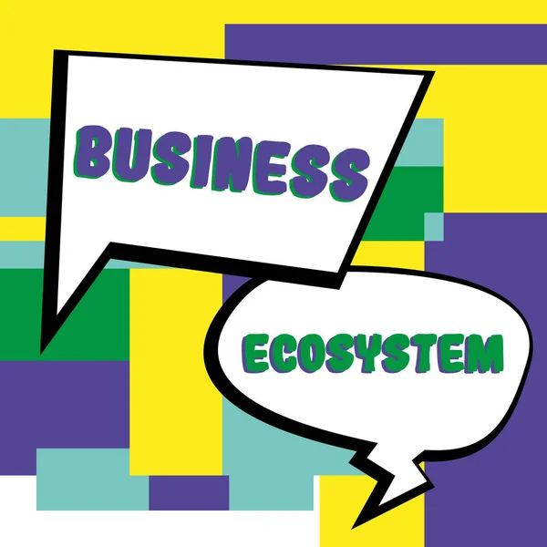 Logga Visar Business Ecosystem Affärsidé Utveckla Och Implementera Organisationens Tillväxtmöjligheter — Stockfoto