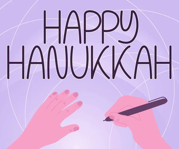 Légende Texte Présentant Happy Hanukkah Parole Pour Fête Juive Célébrée — Photo