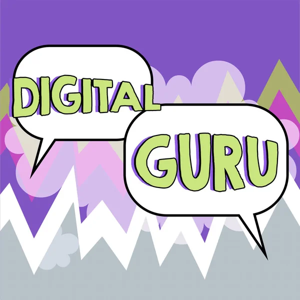 Znak Tekstowy Pokazujący Cyfrowego Guru Nauczyciela Pomysłów Biznesowych Przewodnika Intelektualnego — Zdjęcie stockowe