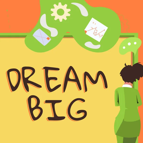 Sinal Escrita Mão Dream Big Vitrine Negócios Para Pensar Algo — Fotografia de Stock