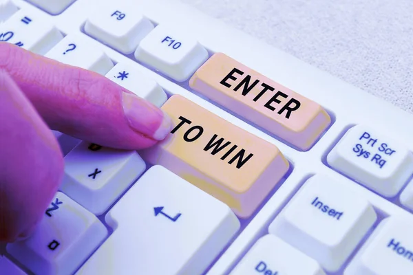 Enter Win Gösteren Işaret Bir Şeyi Ödül Veya Kazanma Şansı — Stok fotoğraf