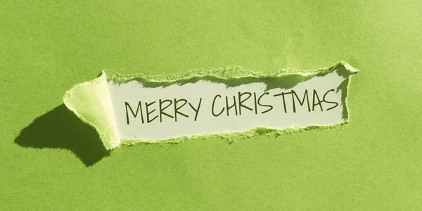 Sinal Texto Mostrando Feliz Natal Conceito Que Significa Tradição Anual — Fotografia de Stock