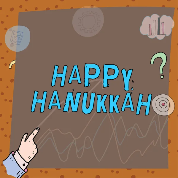 Señal Escritura Mano Feliz Hanukkah Concepto Internet Festival Judío Celebrado —  Fotos de Stock