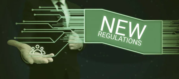 Firma Escritura Mano Nuevas Regulaciones Concepto Negocio Regulación Que Controla —  Fotos de Stock
