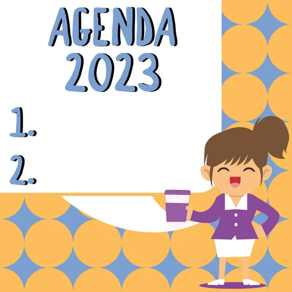 Assinatura Que Apresenta Agenda 2023 Lista Das Actividades Para Quais — Fotografia de Stock