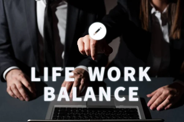 Señal Que Muestra Equilibrio Trabajo Vida Foto Conceptual Estabilidad Persona — Foto de Stock