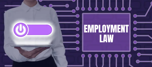 Text caption presenting Employment Law, Word Written on deals with legal rights and duties of employers and employees
