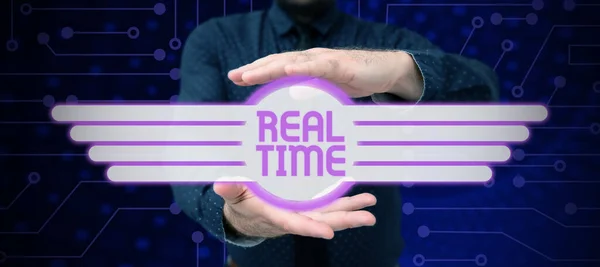 Visualización Conceptual Tiempo Real Word Escrito Tiempo Real Durante Cual — Foto de Stock