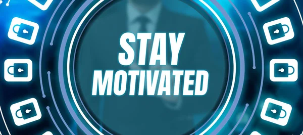 Testo Ispirato Stay Motivated Business Showcase Ricompensati Ogni Volta Che — Foto Stock