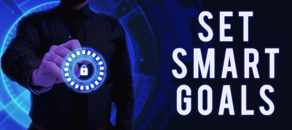 Text Sign Showing Set Smart Goals Business Concept Establish Achievable — Stock Photo, Image