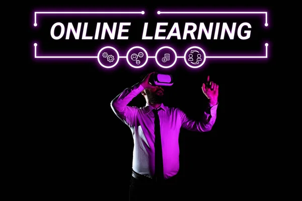 Conceptual Caption Online Learning Business Concept Larning Pomocí Internetu Počítače — Stock fotografie