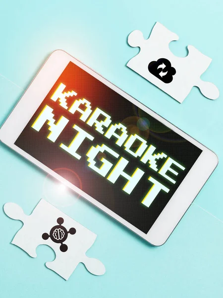 Handschriftliche Zeichen Karaoke Nacht Business Ansatz Unterhaltung Die Instrumentalmusik Mitsingt — Stockfoto