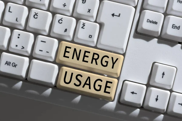 エネルギー使用量 インターネットの概念を表示する記号プロセスまたはシステムで消費または使用されるエネルギーの量 ストック画像