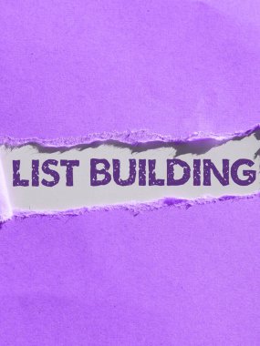 El yazısı metin listesi binası, pazarlama mesajınızla iletişim kurabileceğiniz insanların kavramsal fotoğraf veritabanı