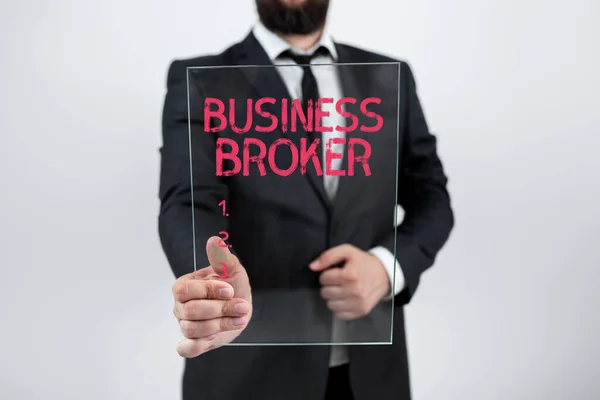 Tekenen Tonen Business Broker Concept Betekent Het Publiceren Van Korte — Stockfoto