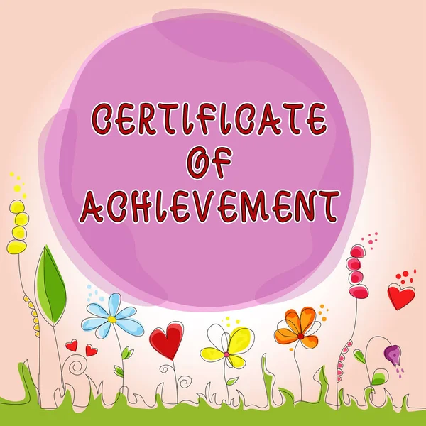 Text Der Inspiration Zeigt Certificate Achievement Word Written Certificate Bescheinigt — Stockfoto