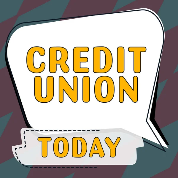 Escribir Mostrando Texto Credit Union Word Escrito Asociación Cooperativa Que —  Fotos de Stock