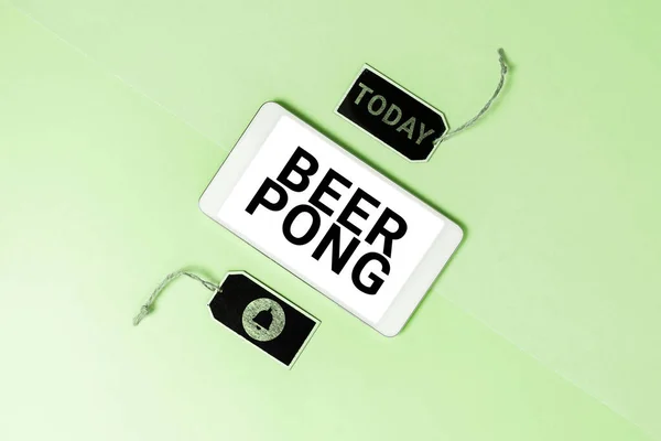 Texto Caligrafia Beer Pong Ideia Negócio Jogo Com Conjunto Copos — Fotografia de Stock