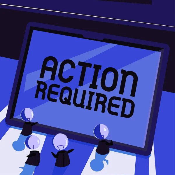 Text Showing Inspiration Action Required Business Showcase Regard Action Someone — Stock Photo, Image