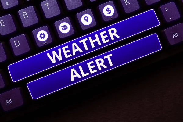 Ręczne Pisanie Znaku Pogoda Alert Biznes Podejście Pilne Ostrzeżenie Stanie — Zdjęcie stockowe