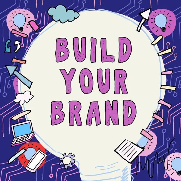 手写文字打造你的品牌 商业概览打造一个商业身份营销广告 — 图库照片
