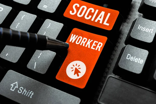 来自收入不足或没有收入的国家人员的激励信号 社会工作者 企业展示援助 — 图库照片