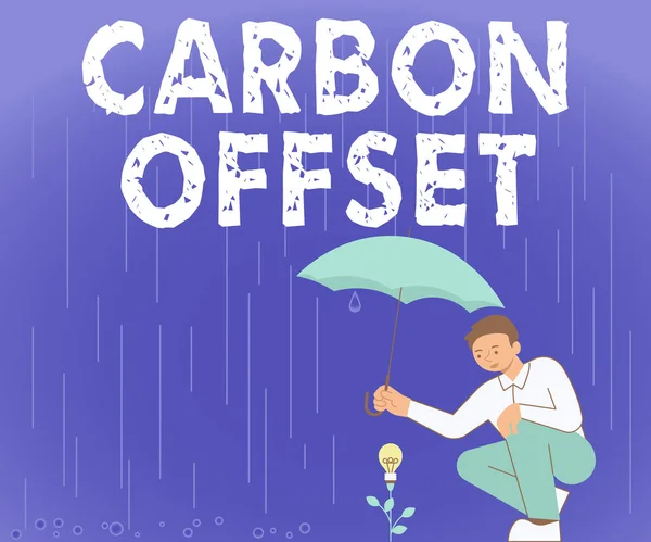 Text Med Carbon Offset Word Skrivet Minskning Utsläpp Koldioxid Eller — Stockfoto