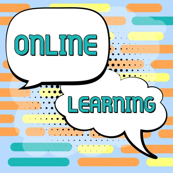 Logga Som Visar Online Learning Business Approach Larning Med Hjälp — Stockfoto