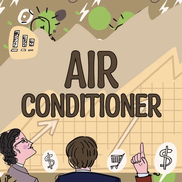 文字显示的灵感空调机 商业进近设备 洗涤空气和控制其湿度和温度 — 图库照片