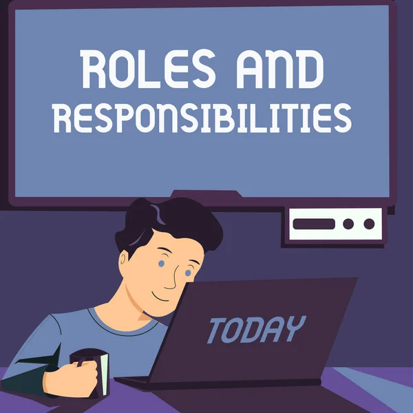 Текстовый Знак Показывающий Роли Обязанности Обзор Бизнес Функций Профессиональных Обязанностей — стоковое фото