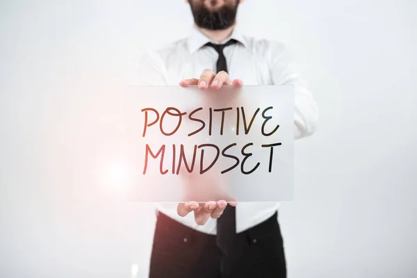 Writing Displaying Text Positive Mindset Business Overview Mental Emotional Attitude — Stock Photo, Image