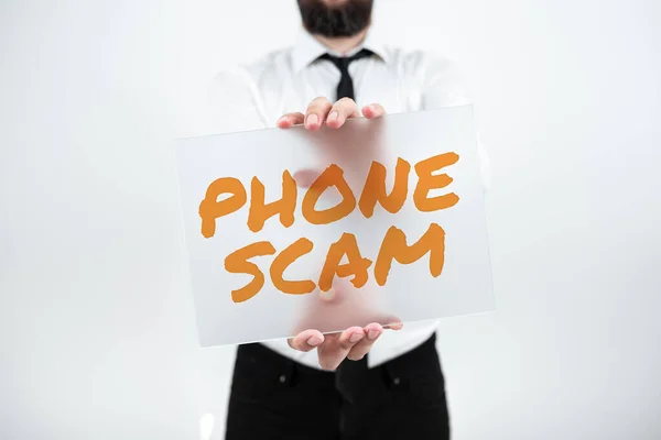 Conceptual Caption Phone Scam Konsep Bisnis Mendapatkan Panggilan Yang Tidak — Stok Foto