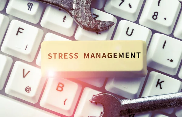 Text Showing Inspiration Stress Management Business Showcase Learning Ways Behaving — Stock Photo, Image