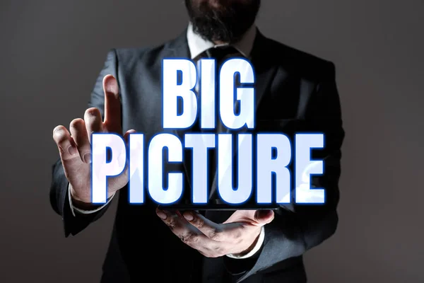 Sinal Texto Mostrando Big Picture Conceito Significando Fatos Mais Importantes — Fotografia de Stock