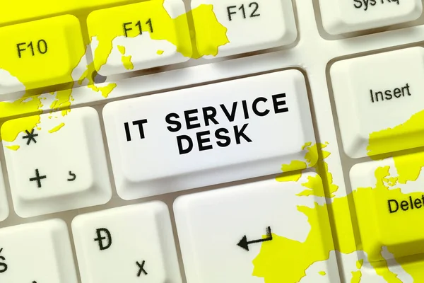 Textová Značka Zobrazující Service Desk Business Přístup Technologická Podpora Online — Stock fotografie