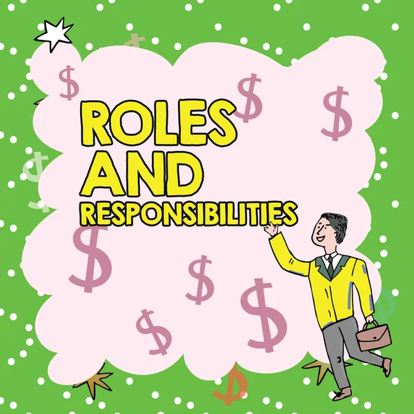Εννοιολογική Απεικόνιση Ρόλοι Και Ευθύνες Επιχειρηματική Προσέγγιση Λειτουργίες Και Επαγγελματικά — Φωτογραφία Αρχείου