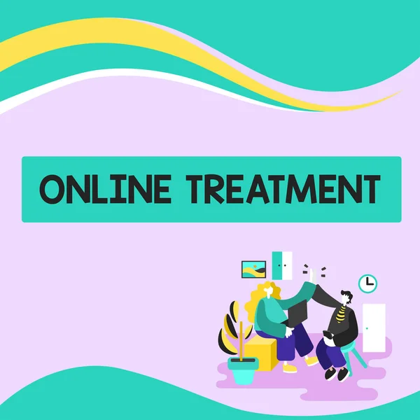 概念展示在线治疗 通过互联网提供精神健康咨询的概念 — 图库照片